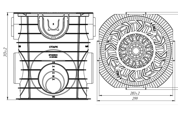 Cămin pluvial Easy1/2/3 rotund cu coș parafrunzar și grătar din plastic, clasa de sarcini A15